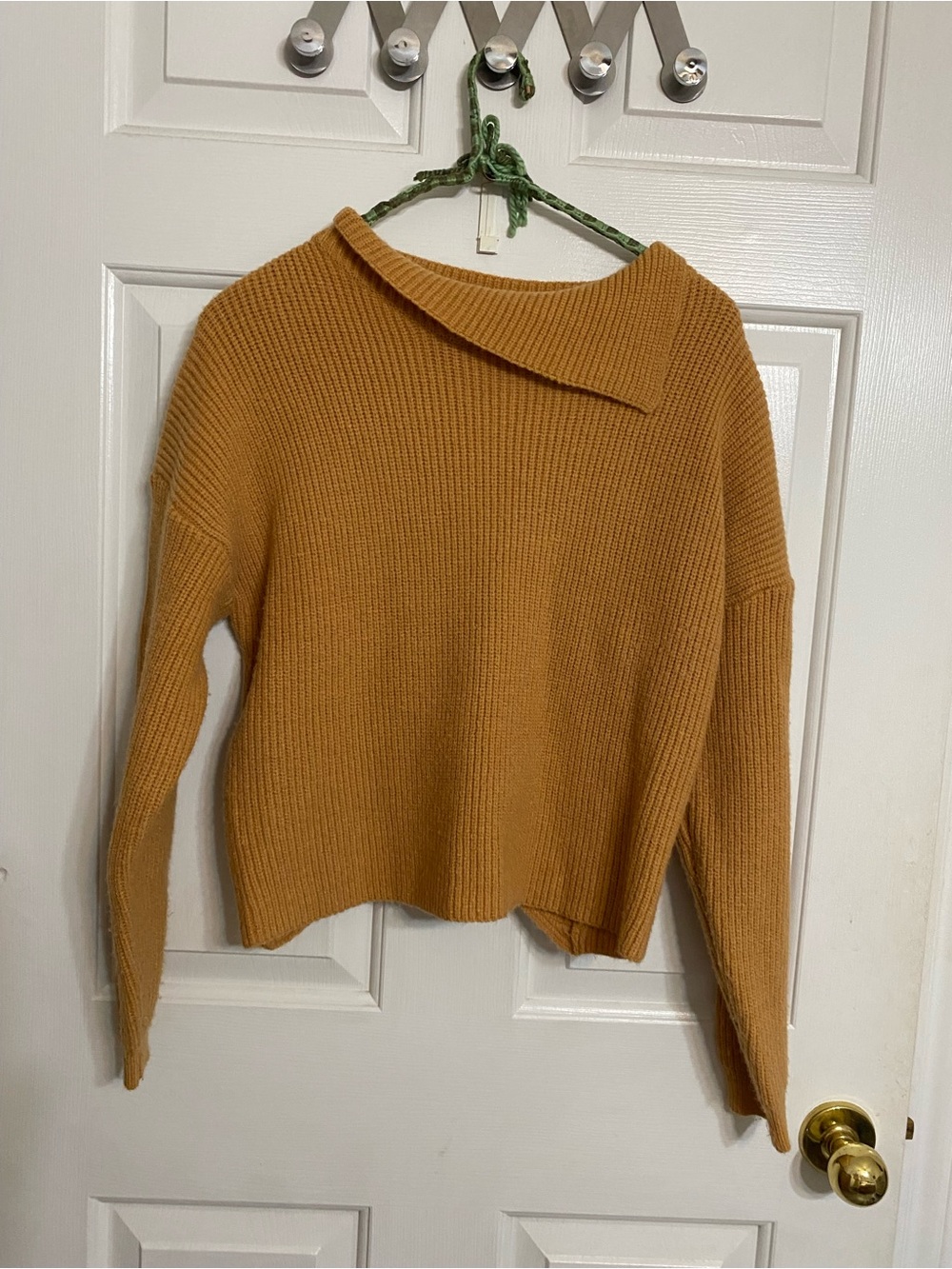 Off-the-Shoulder Ribbed Sweater - Mustard